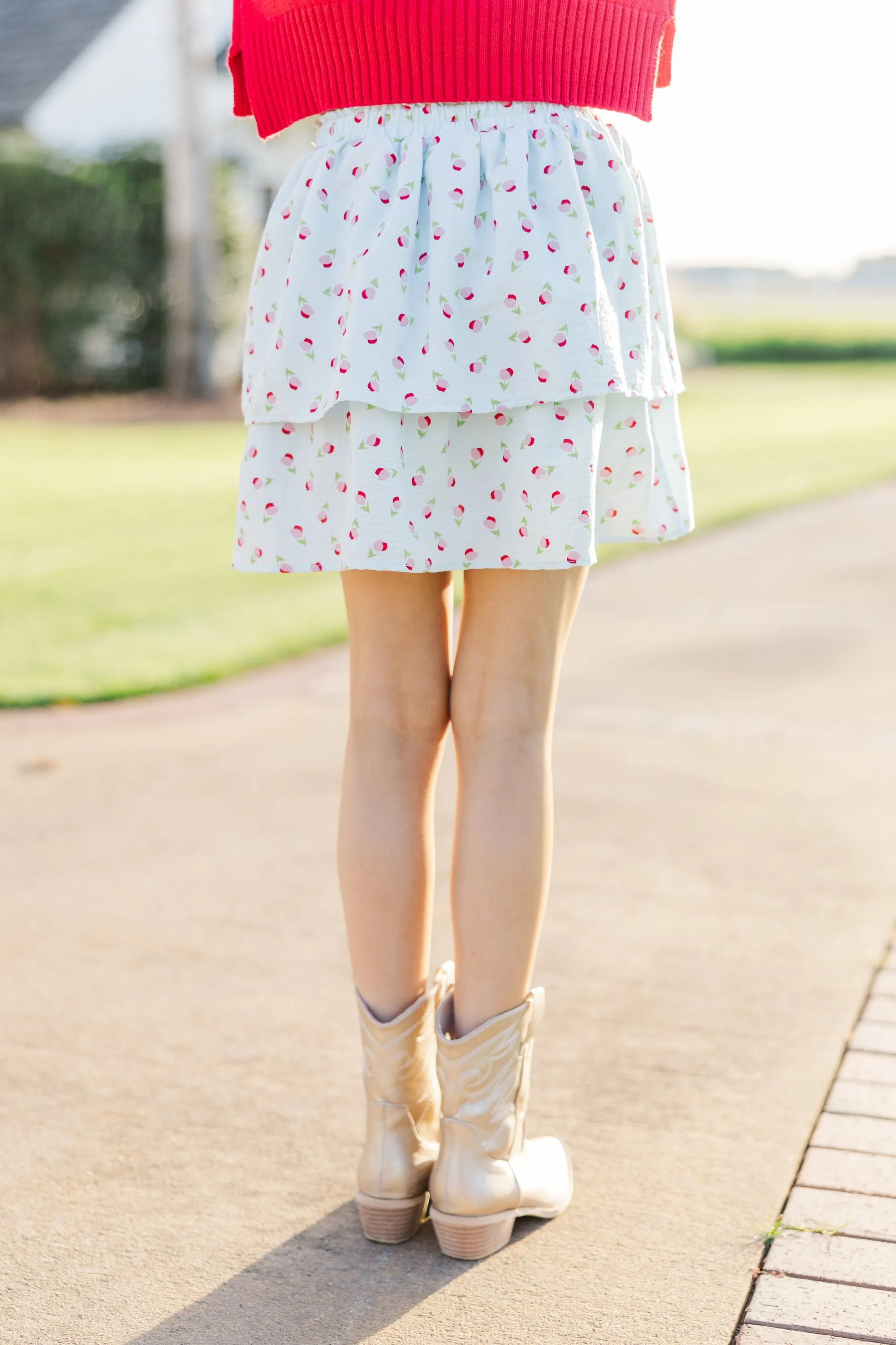 Girls: All Is True Light Blue Floral Tiered Skort