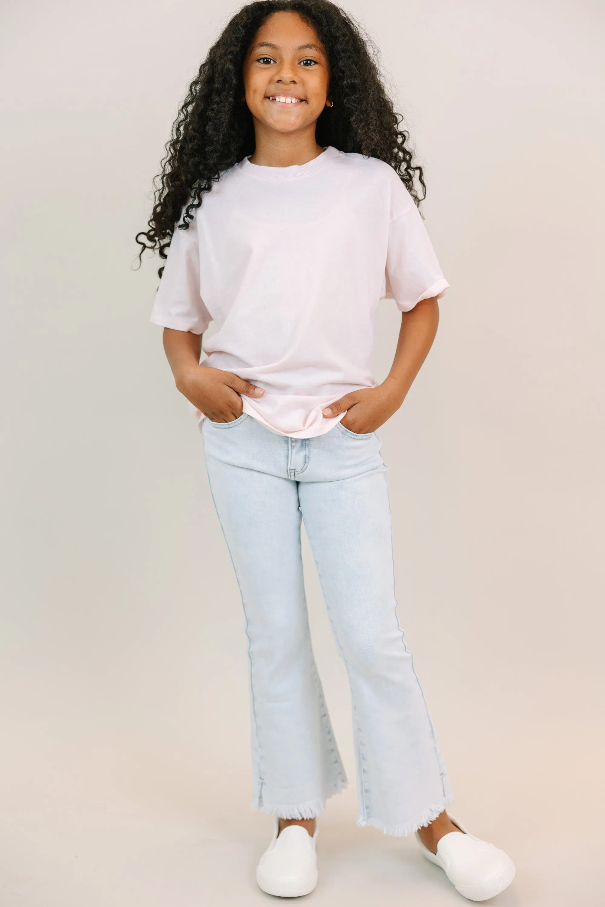 Girls: Blush Pink Oversized Tee