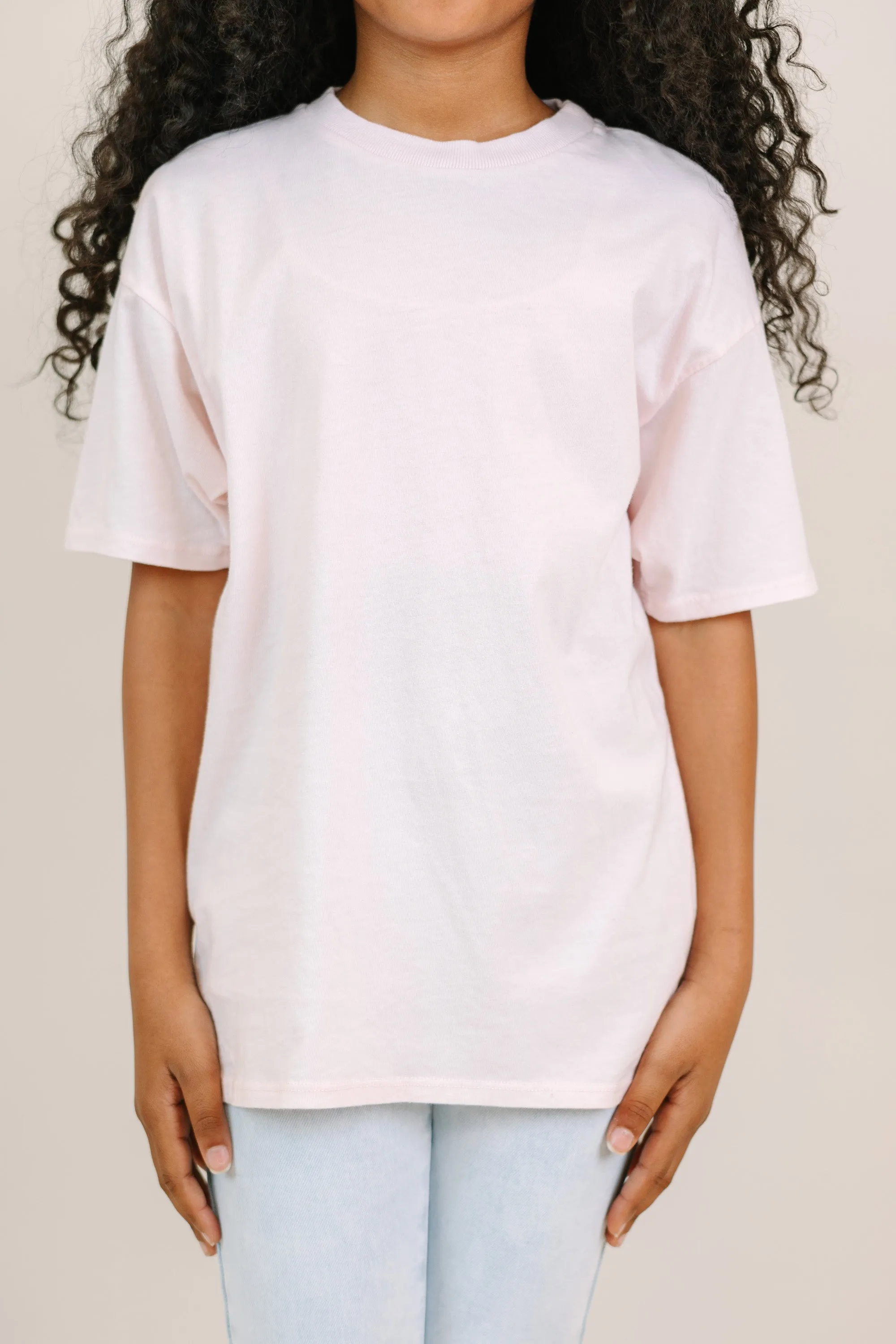 Girls: Blush Pink Oversized Tee