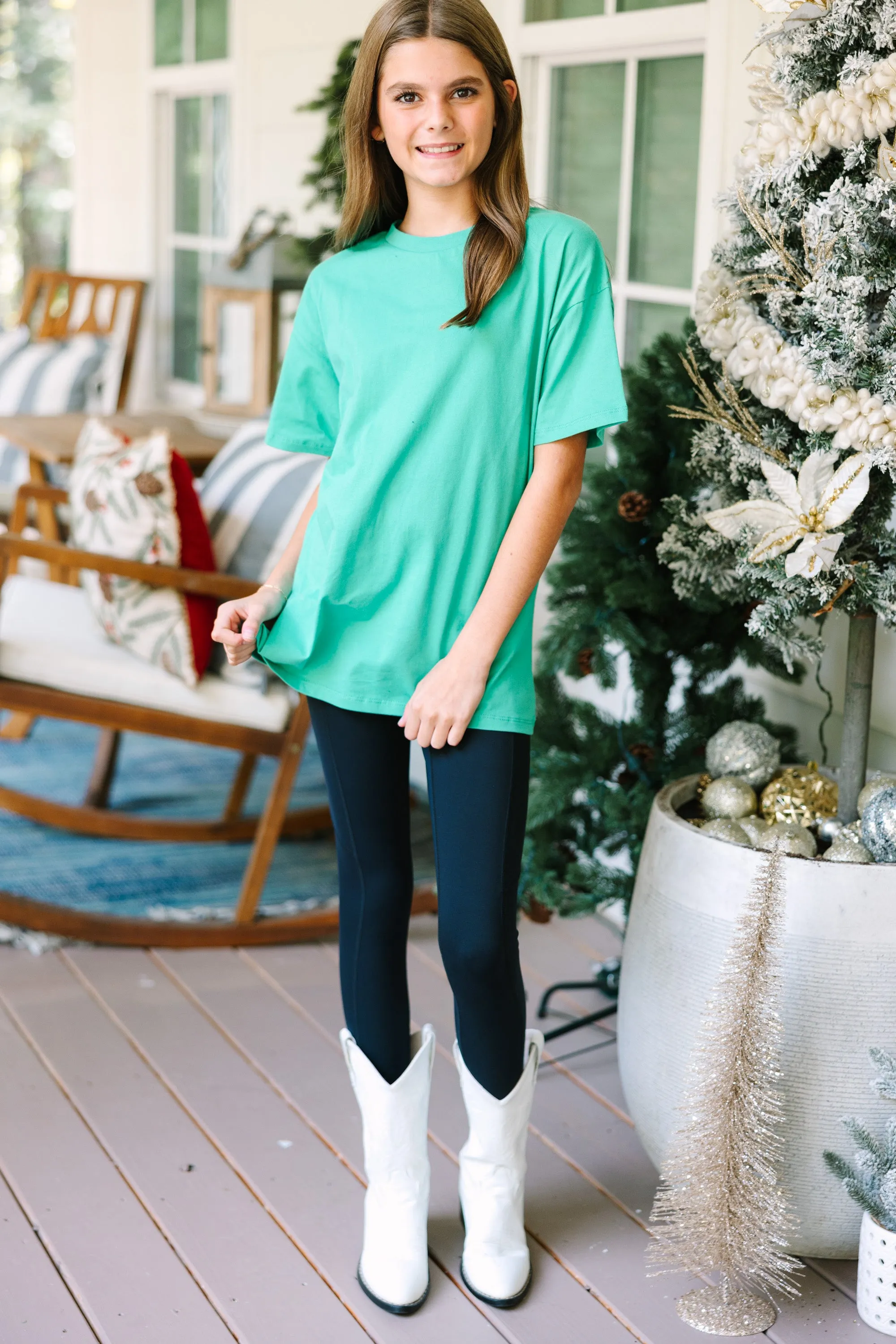 Girls: Green Oversized Tee