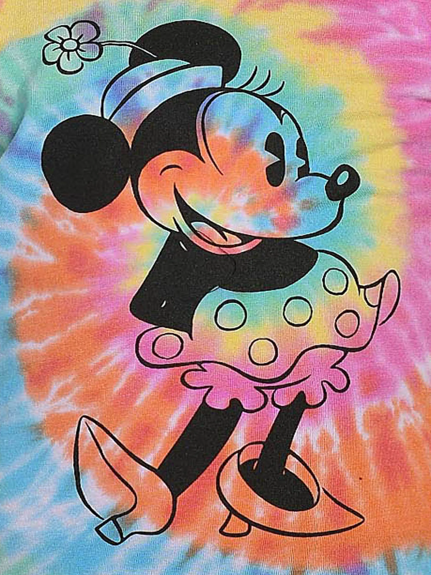 Girls Minnie Mouse Tie Dye T-Shirt w/Cap Sleeves Multi-Color Slim Fit Size Large