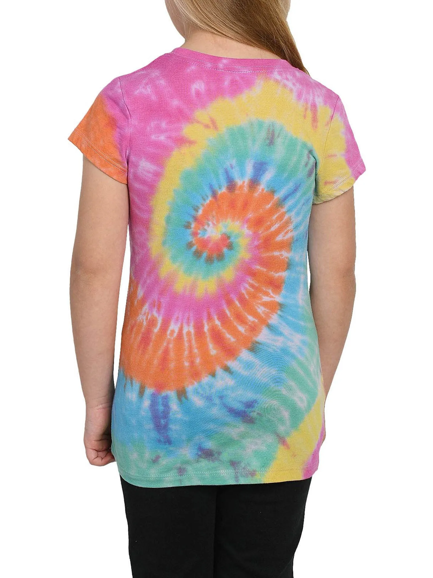 Girls Minnie Mouse Tie Dye T-Shirt w/Cap Sleeves Multi-Color Slim Fit Size Large