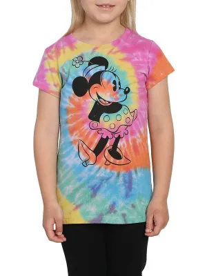 Girls Minnie Mouse Tie Dye T-Shirt w/Cap Sleeves Multi-Color Slim Fit Size Large