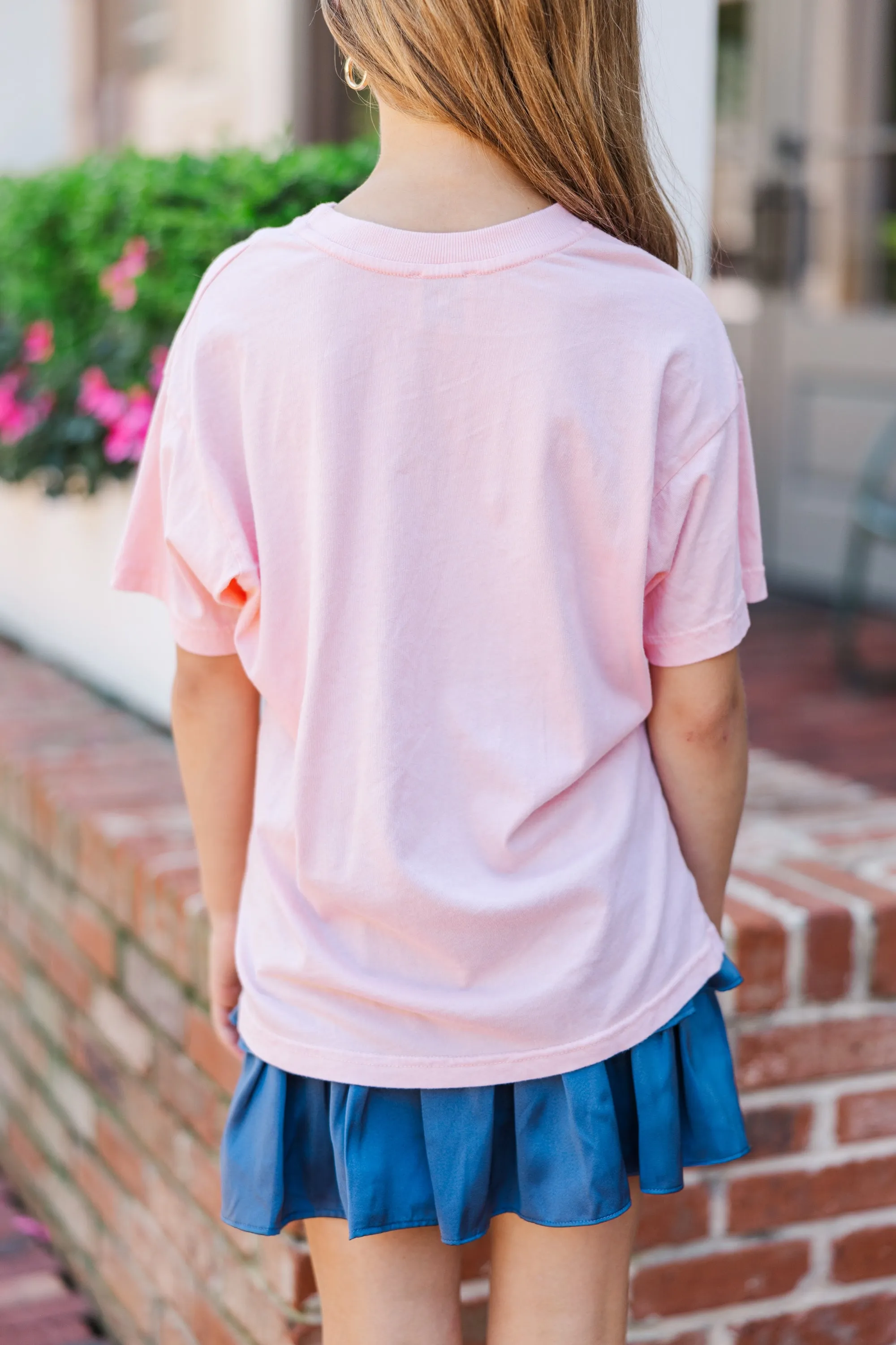 Girls: Peach Pink Oversized Tee