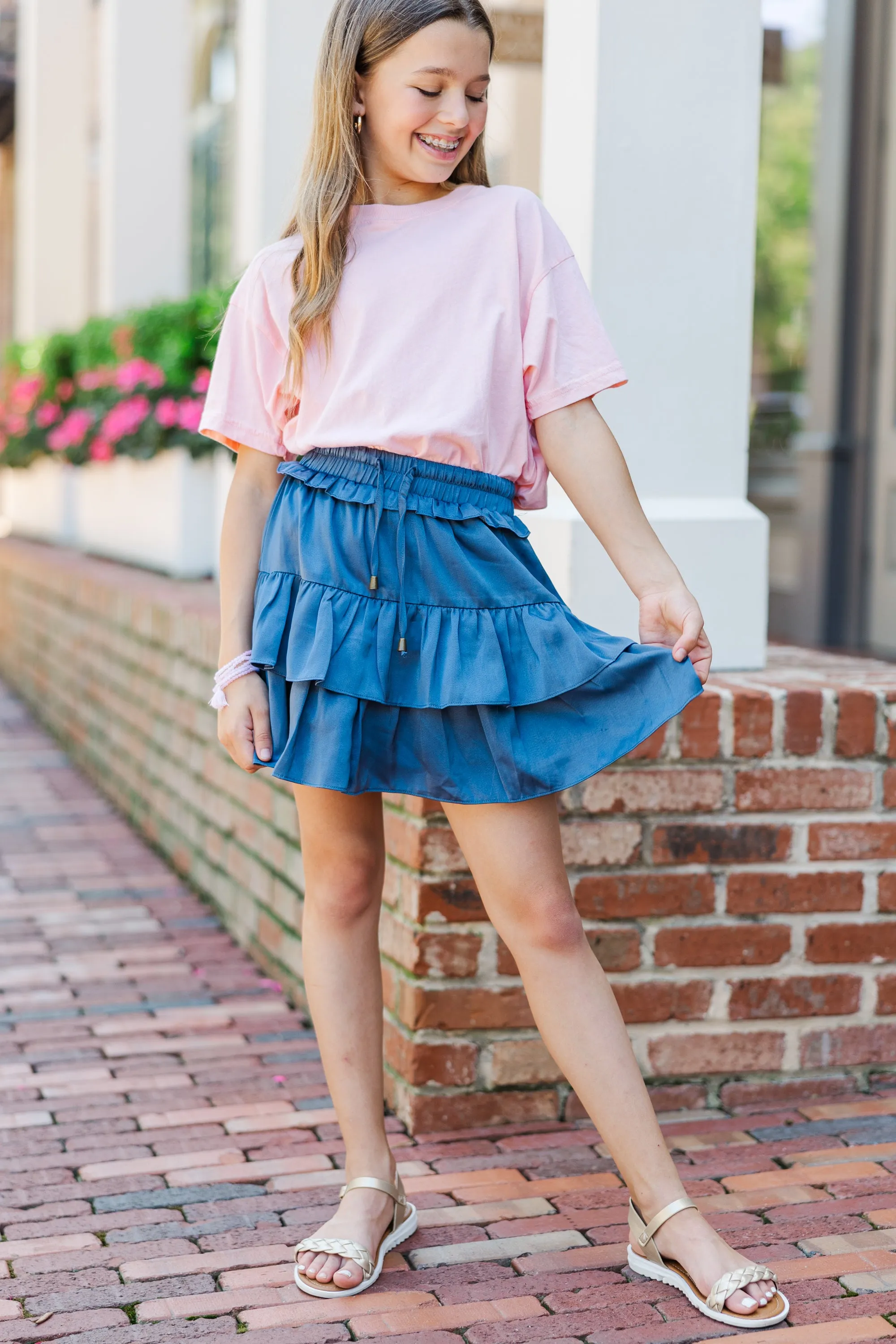 Girls: Peach Pink Oversized Tee