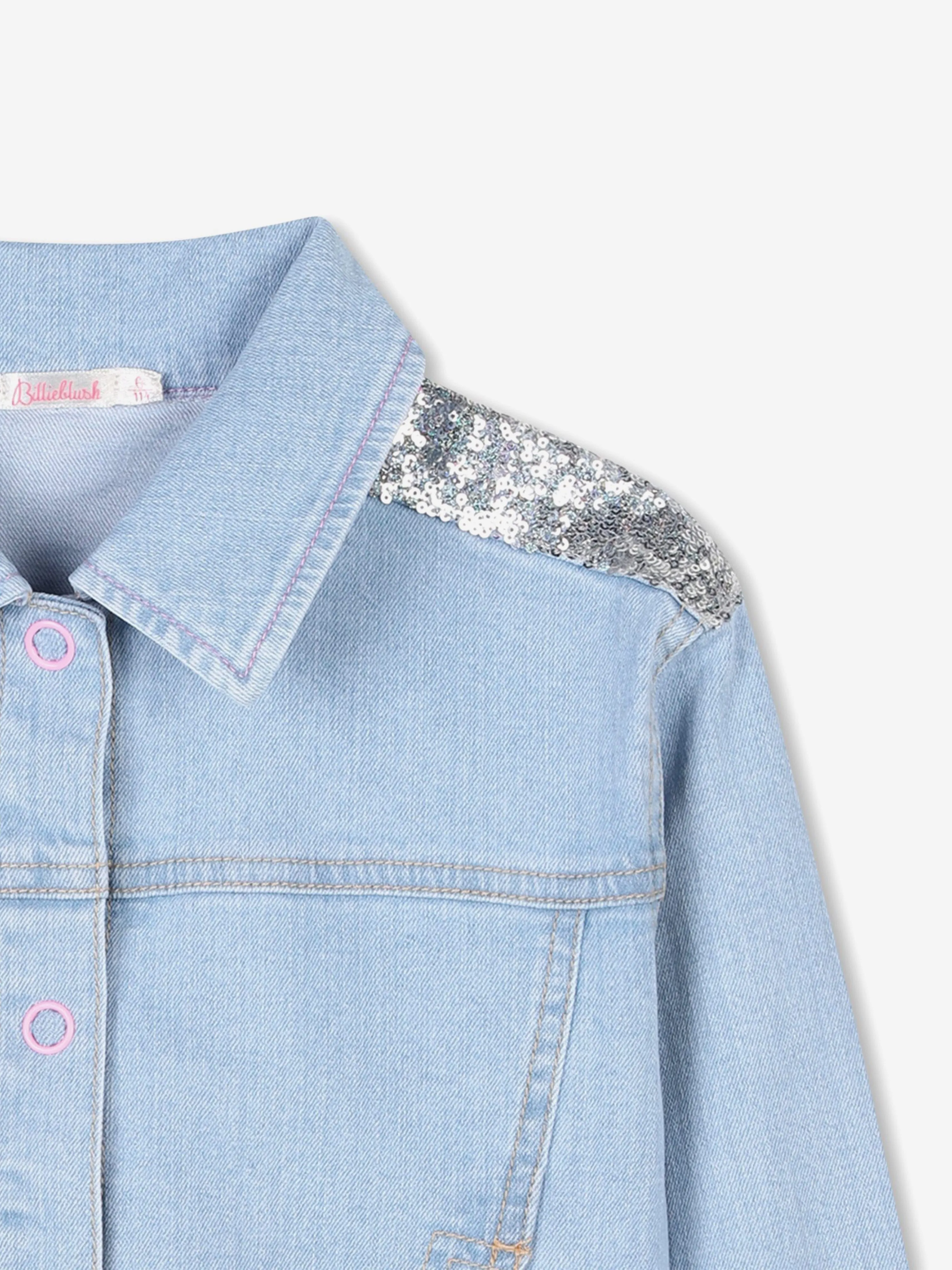 Girls Sequin Denim Jacket in Blue