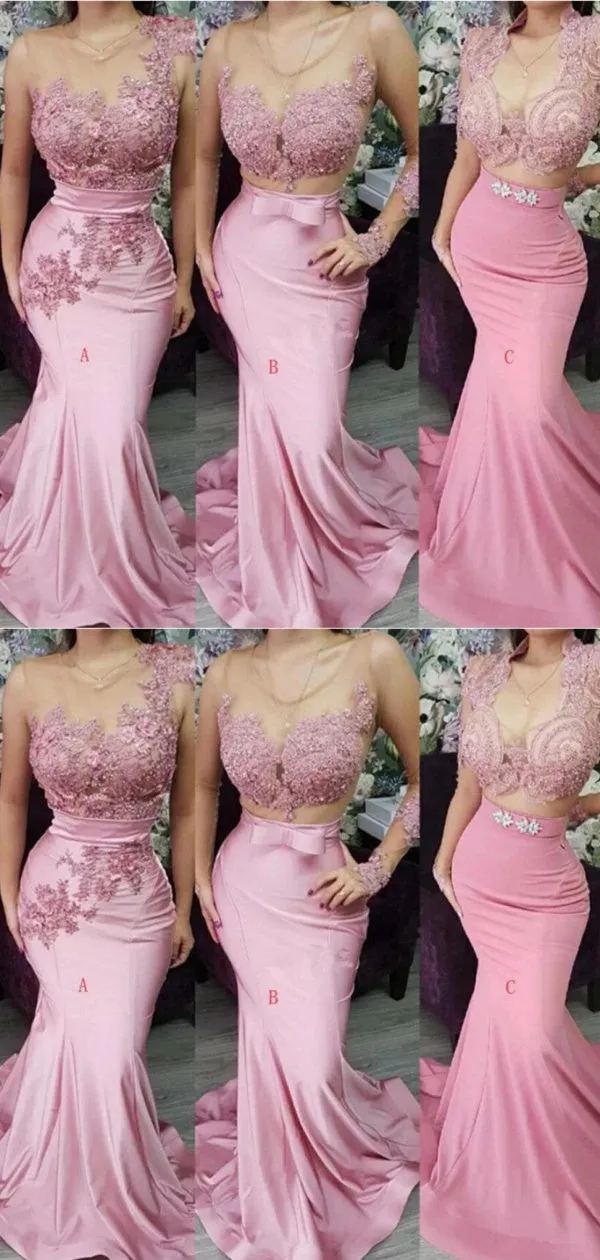Gorgeous Two Pieces Beading Lace Appliques Tulle Floor Mermaid Long Bridesmaid Dresses , BDS0177