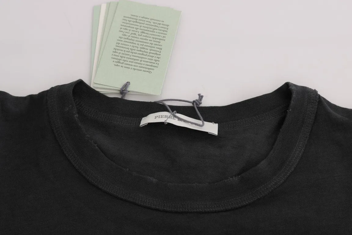 Gray Cotton Slim Fit Crewneck T-Shirt