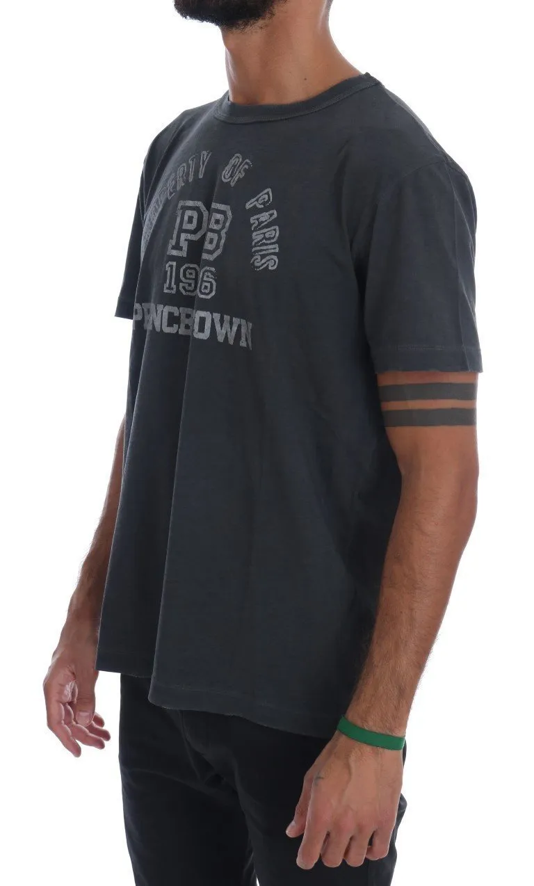Gray Cotton Slim Fit Crewneck T-Shirt