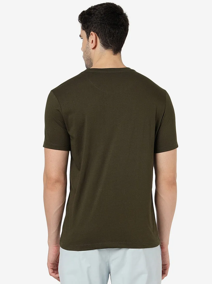 Green Solid Slim Fit T-Shirt | JadeBlue