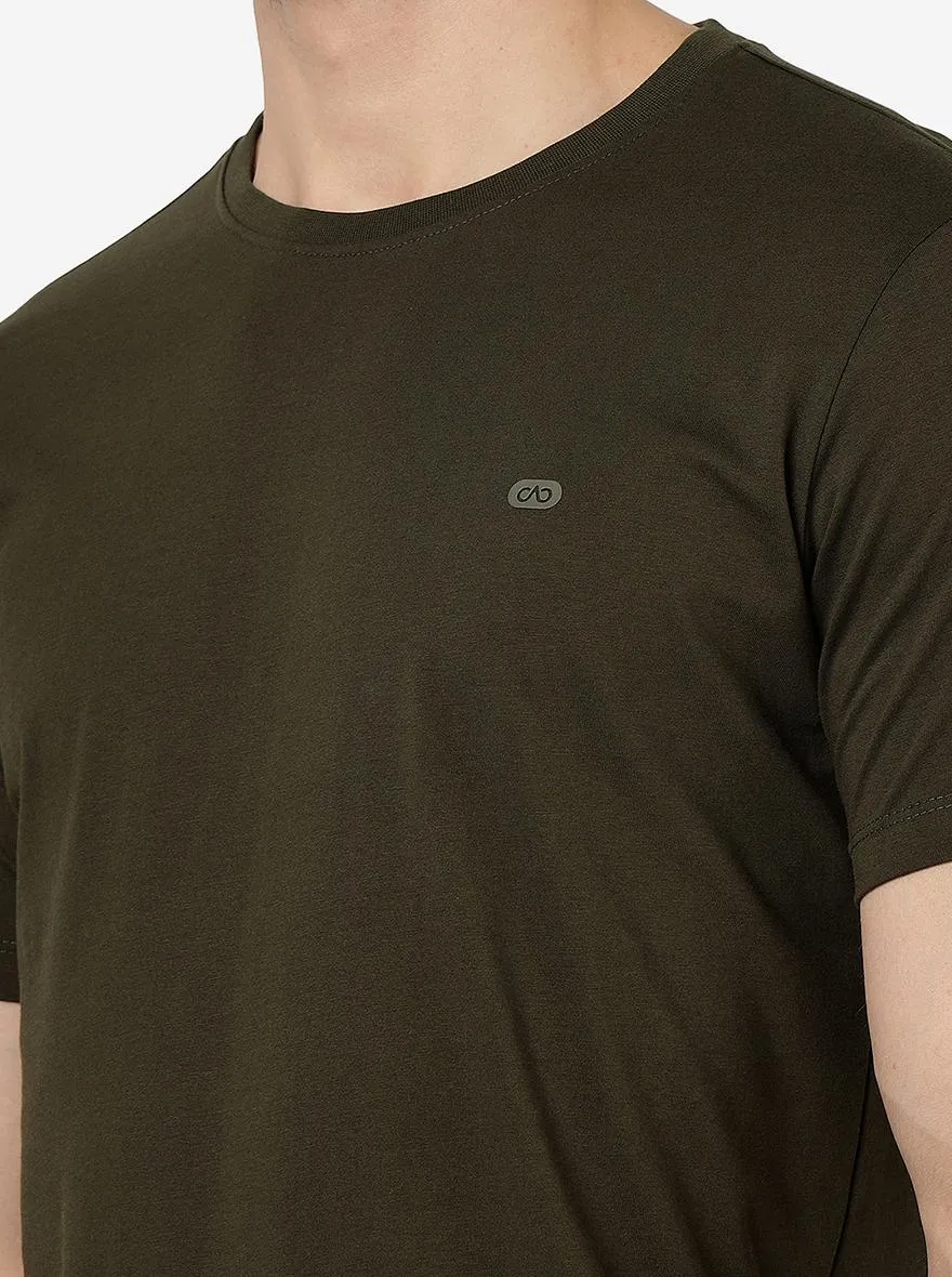 Green Solid Slim Fit T-Shirt | JadeBlue