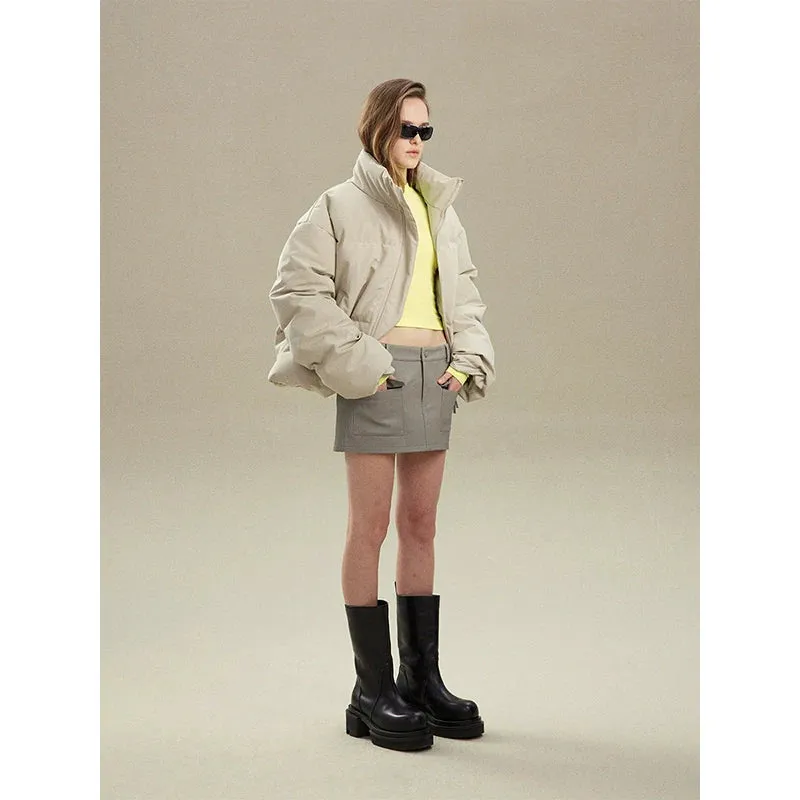 H-Type Faux Leather Mini Skirt