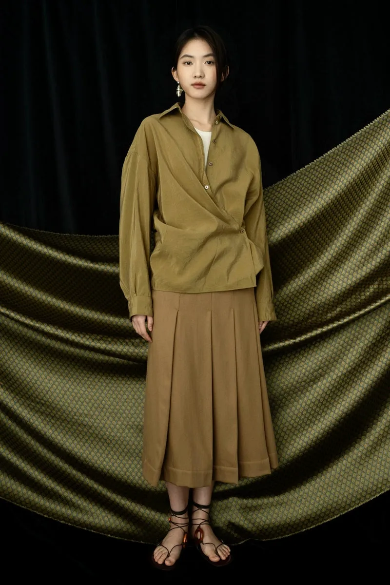 High-Waist Pleated Skirt