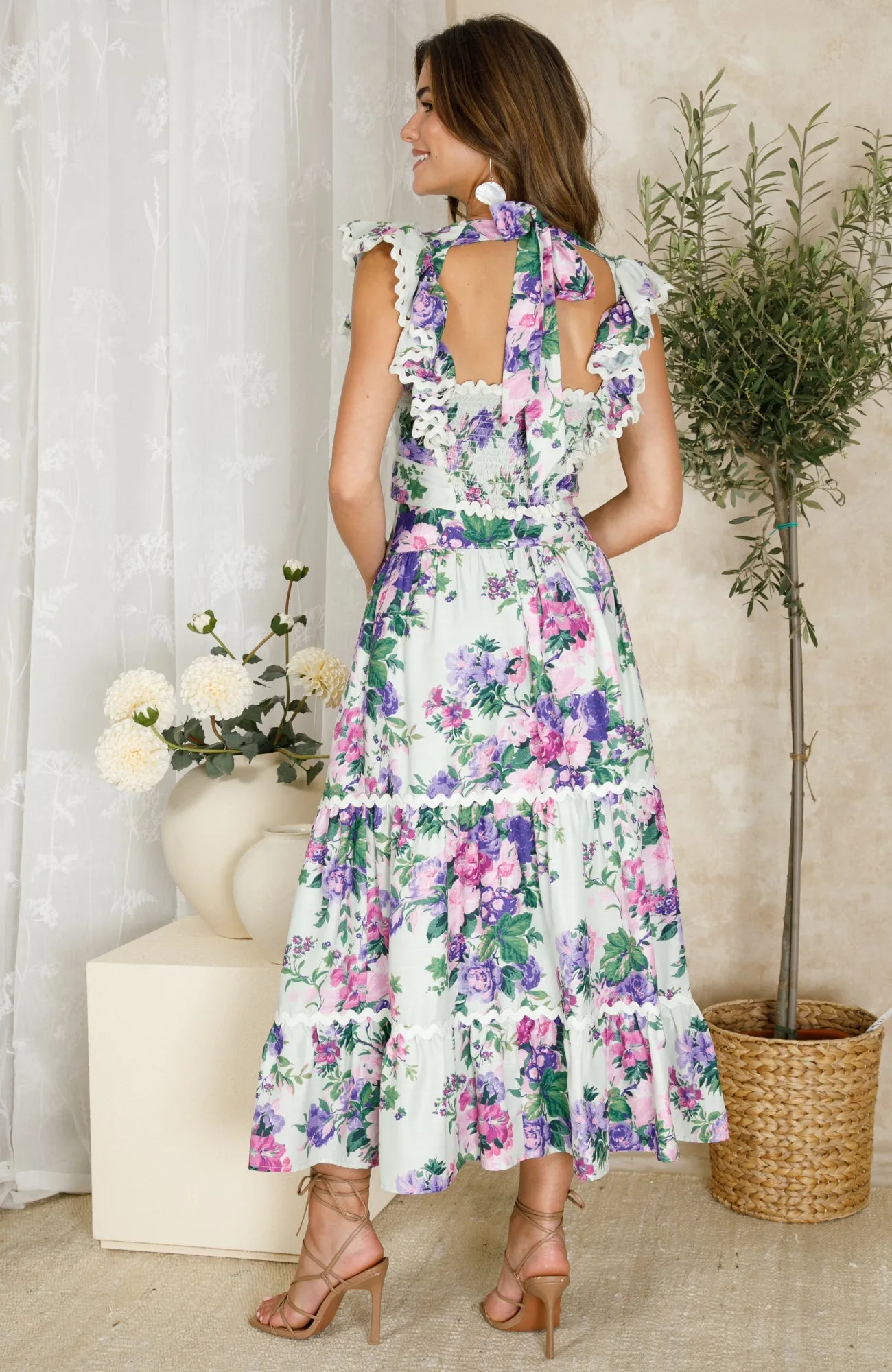 Hope & Ivy Georgia & Tillie Purple Floral Print Skirt & Top Set