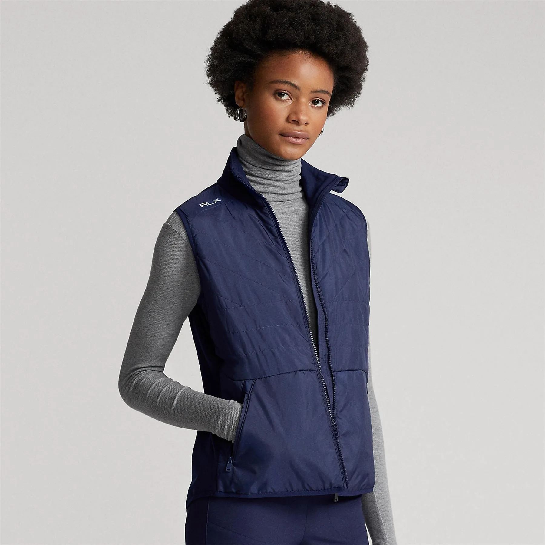 Hybrid Mockneck Zip Vest Refined Navy