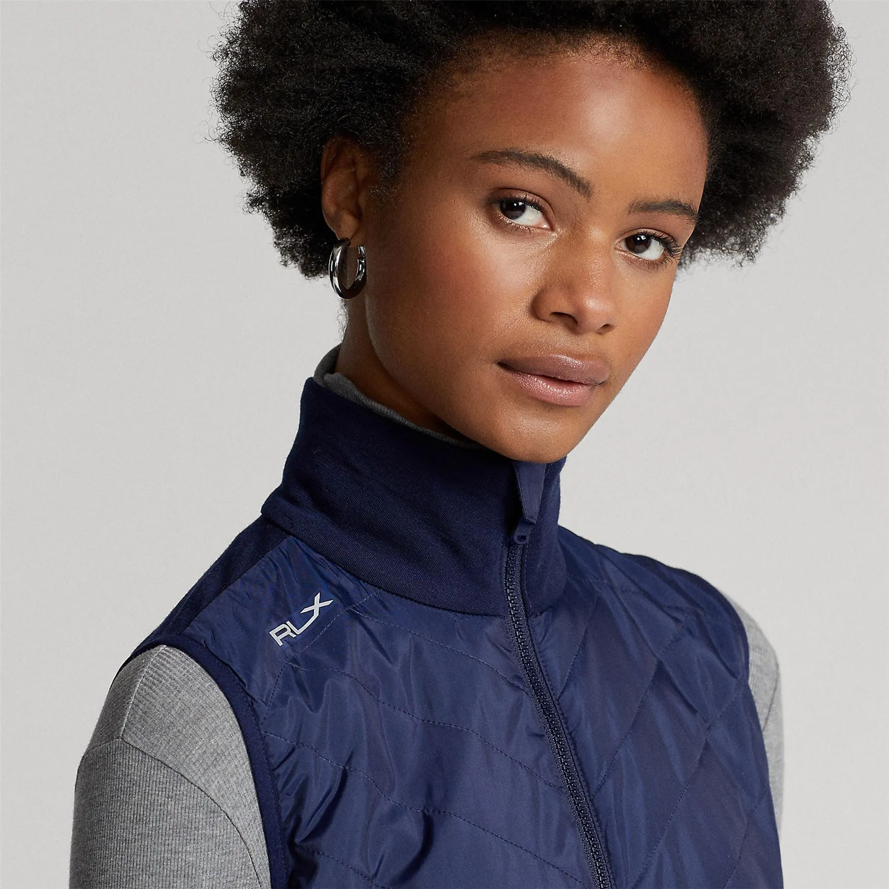 Hybrid Mockneck Zip Vest Refined Navy
