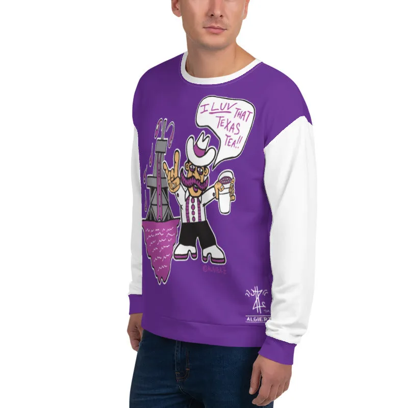 I love That Texas Tea, Longsleeve Raglan, Purple with White REMIX