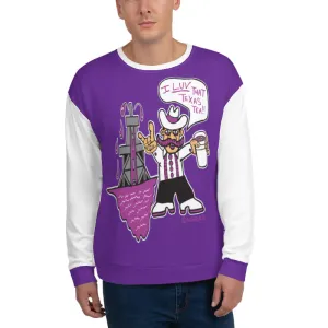 I love That Texas Tea, Longsleeve Raglan, Purple with White REMIX