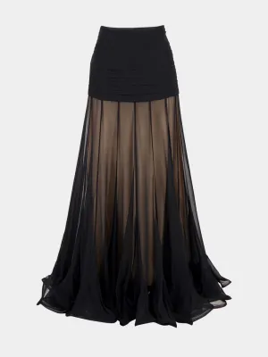 Illustration Flounce Silk Skirt
