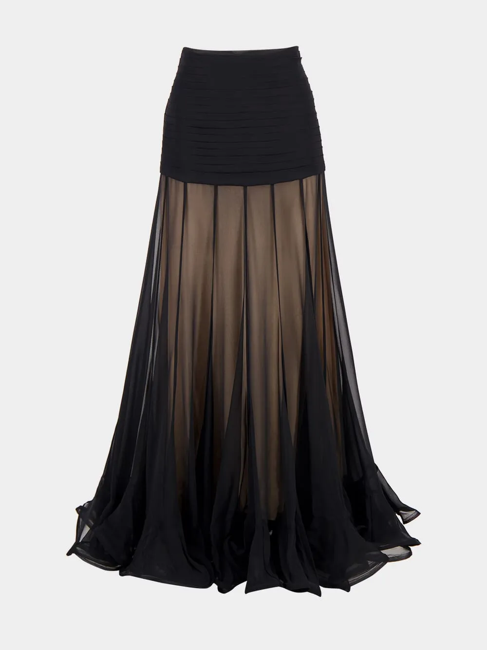 Illustration Flounce Silk Skirt