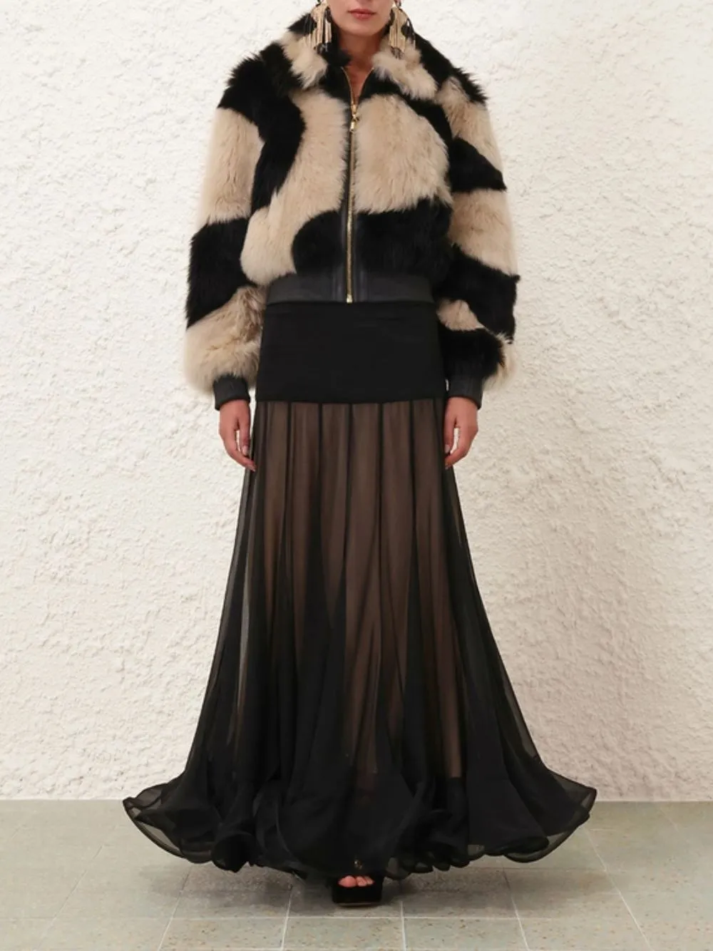 Illustration Flounce Silk Skirt