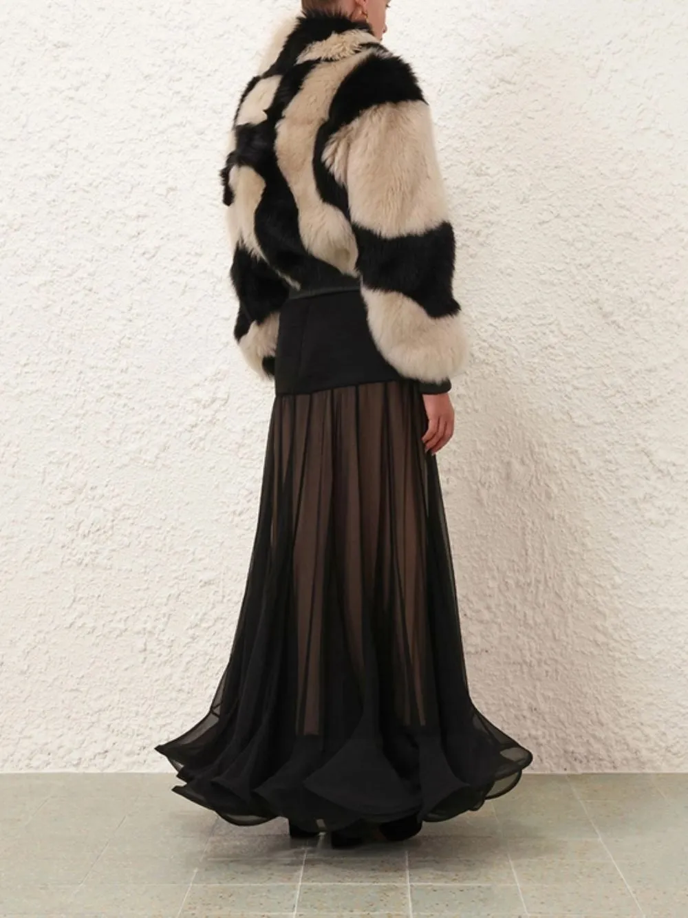 Illustration Flounce Silk Skirt