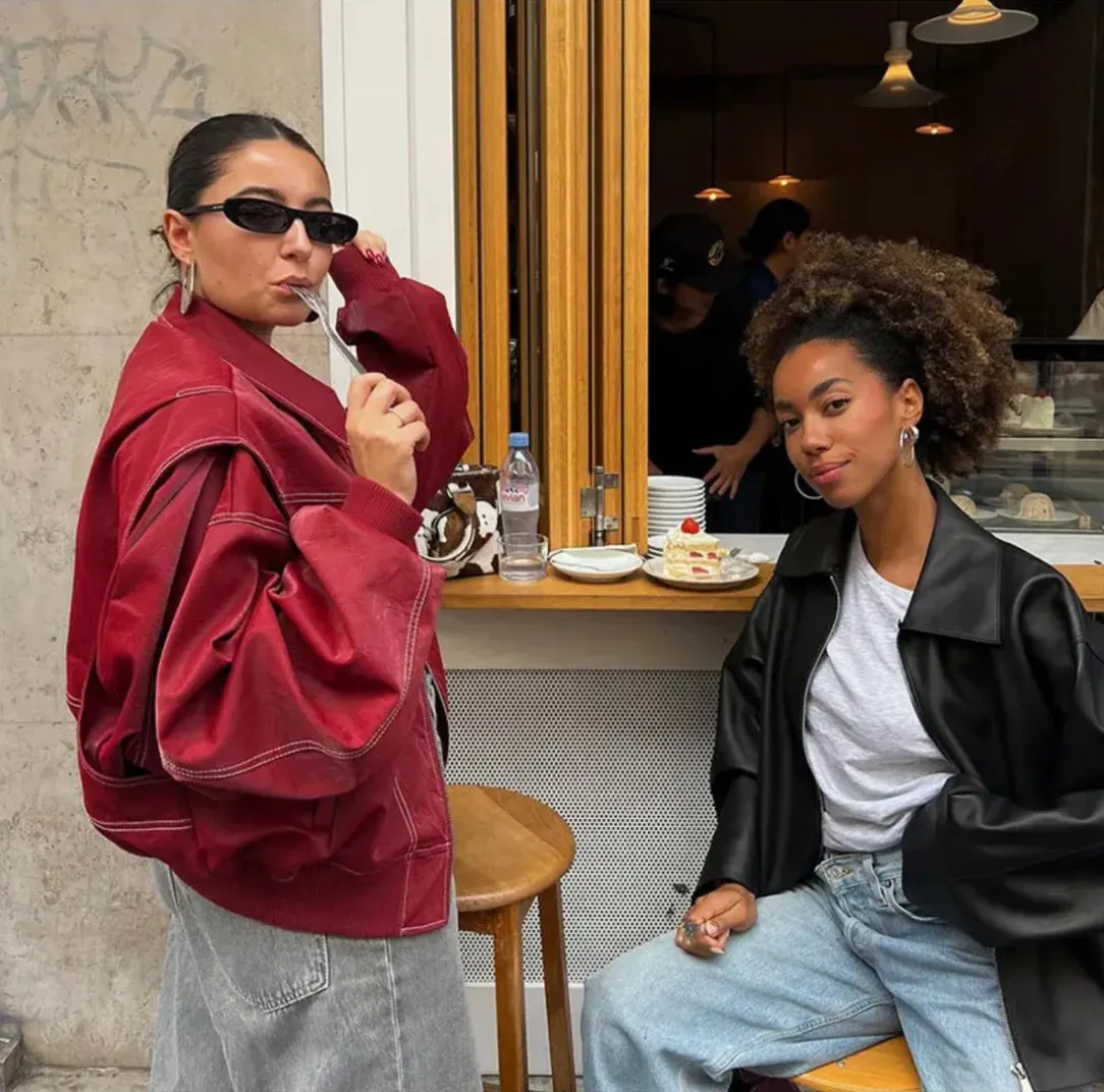 Ingrid | Oversized Leather Bomber Jacket