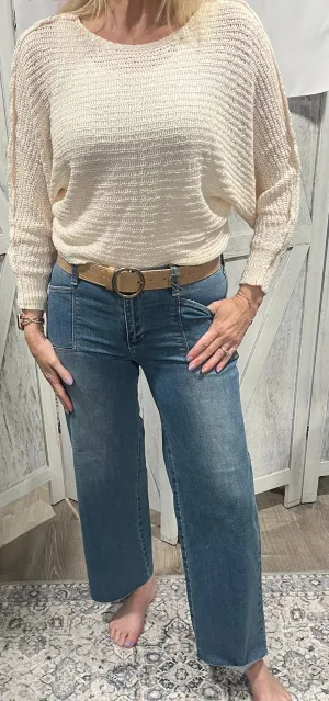 Ivory Open Knit Light Weight Sweater