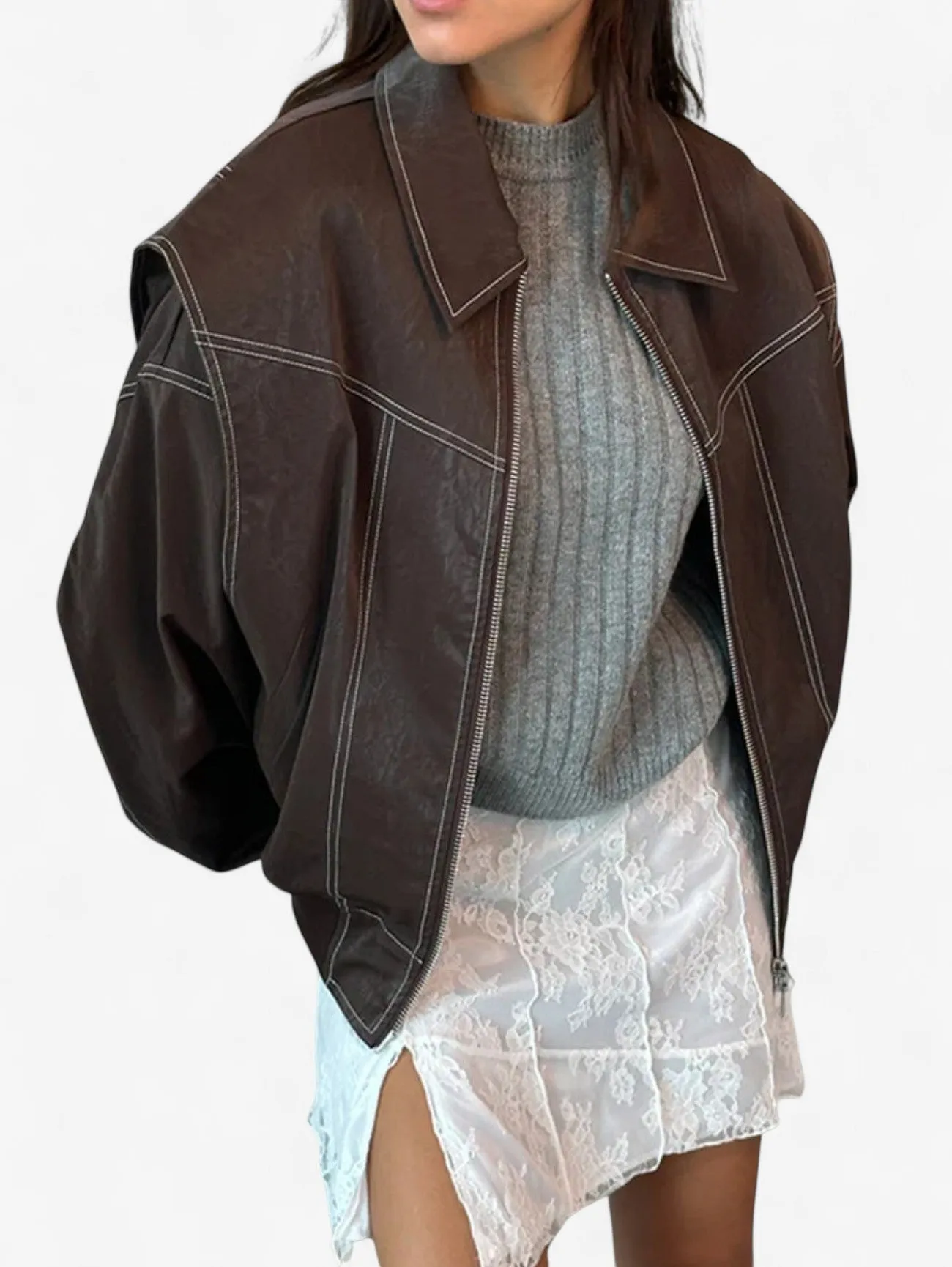 Jada | Women's Oversized Zip Up Bomber Jacket with Pockets