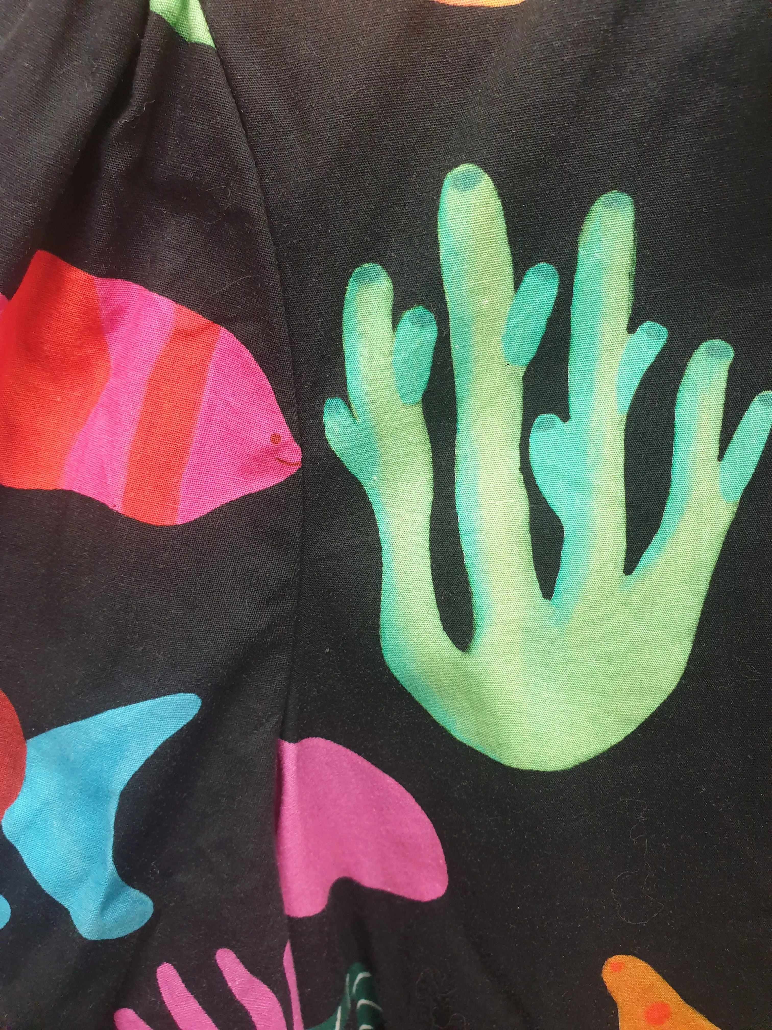 Jericho Road black oversized shirt with colourful sea creature print size 10