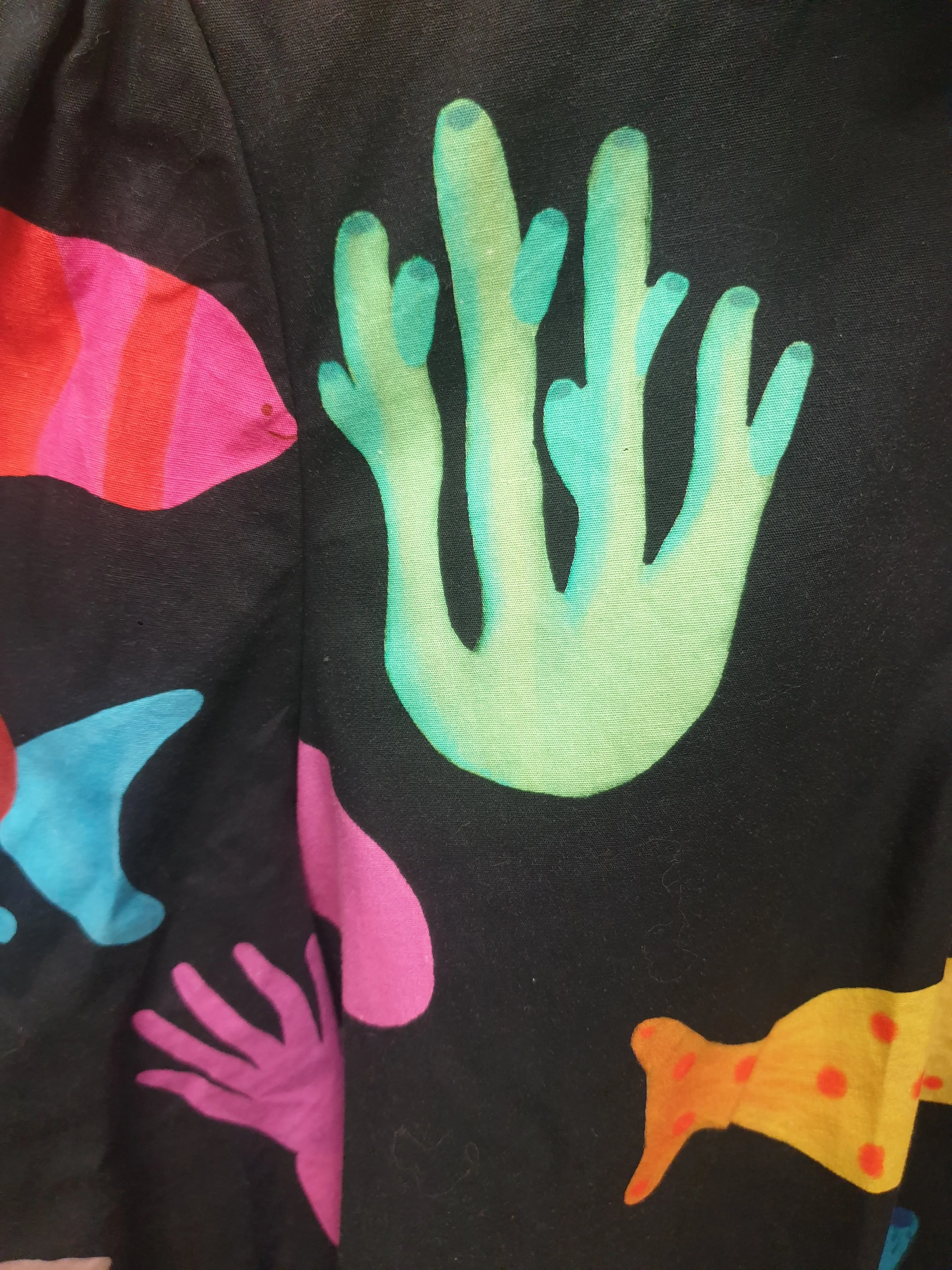 Jericho Road black oversized shirt with colourful sea creature print size 10