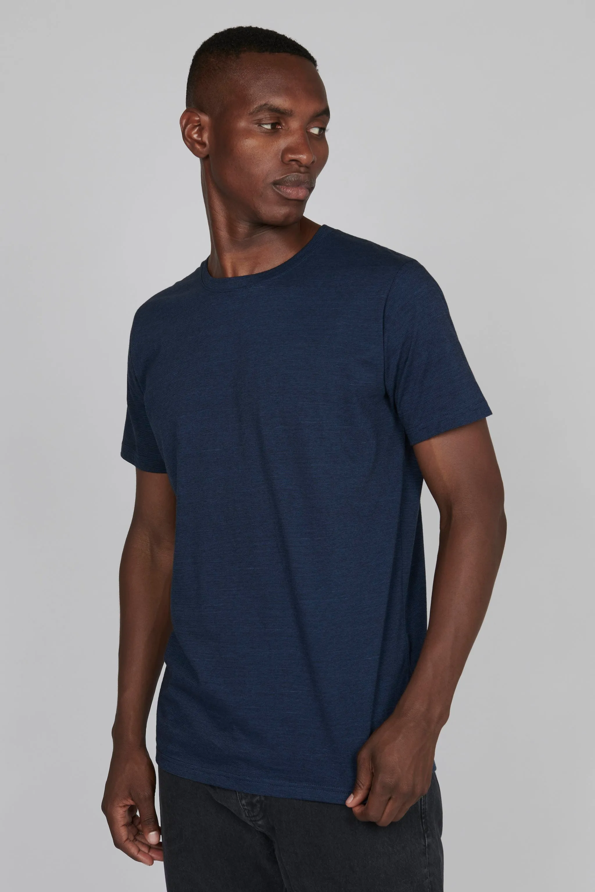 Jermane Mini Stripe T-Shirt in Sharp Blue