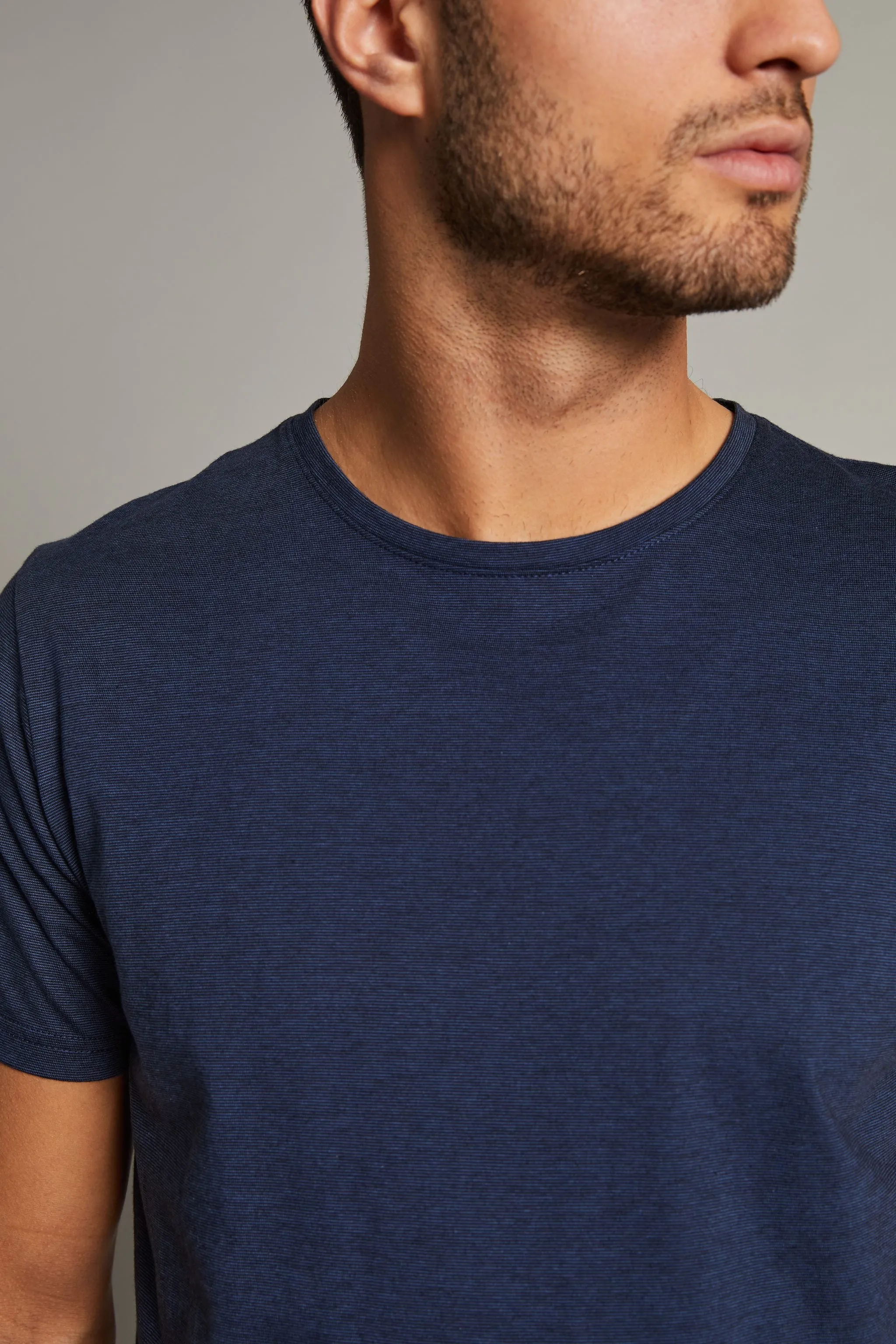 Jermane Mini Stripe T-Shirt in Sharp Blue