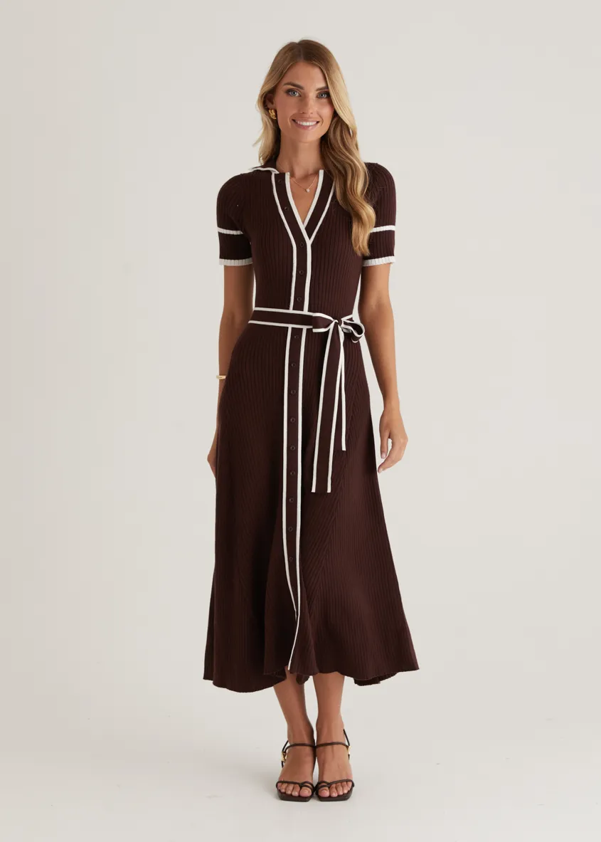 Jules Knit Midi Dress - Espresso