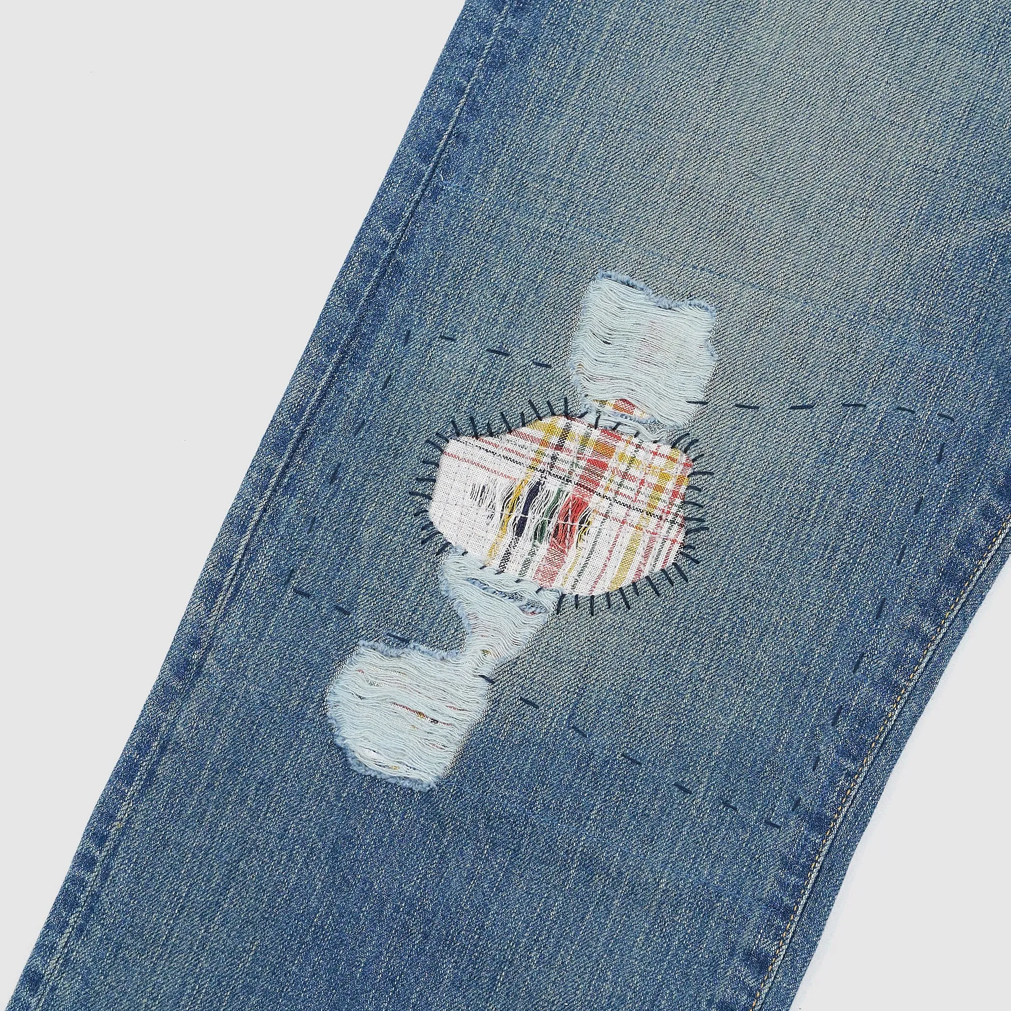 Junya Watanabe Man Straight Patched and Repaired Denim Jeans