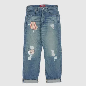 Junya Watanabe Man Straight Patched and Repaired Denim Jeans