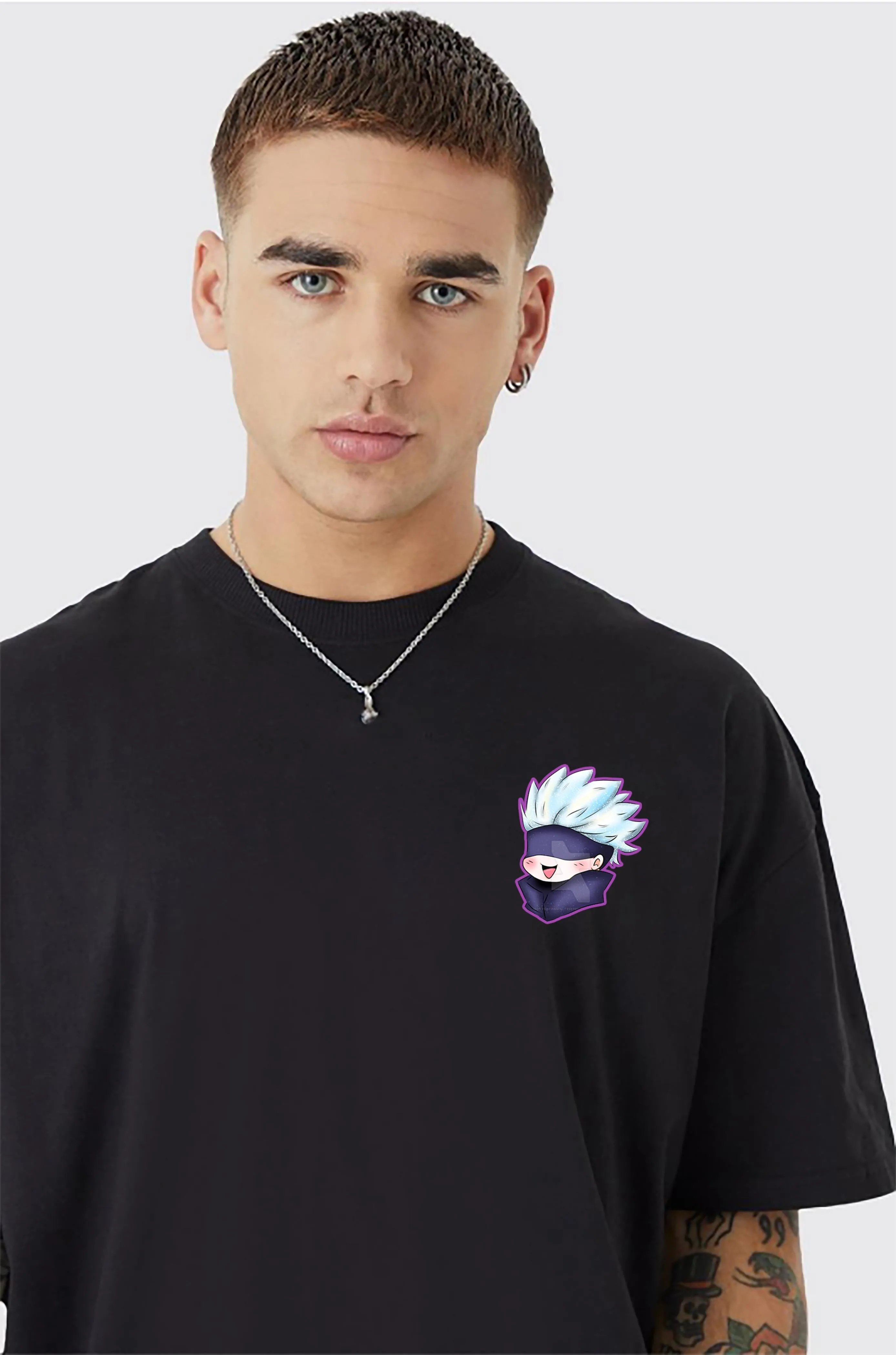 KART BLACK Men's & Women's Anime Over Sized  Printed T-Shirts T-Shirts | (MT - ANIME - SATURO ONE EYE)