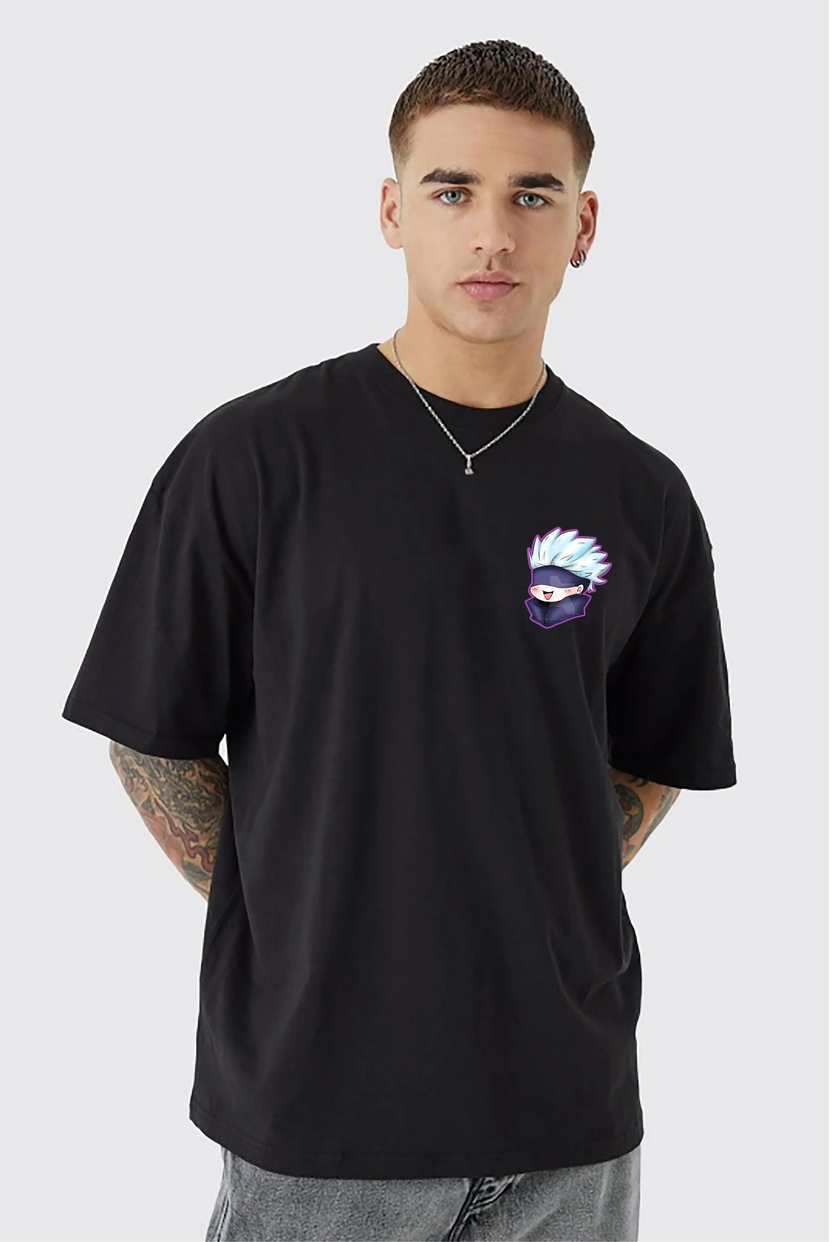 KART BLACK Men's & Women's Anime Over Sized  Printed T-Shirts T-Shirts | (MT - ANIME - SATURO ONE EYE)