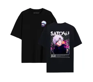 KART BLACK Men's & Women's Anime Over Sized  Printed T-Shirts T-Shirts | (MT - ANIME - SATURO ONE EYE)