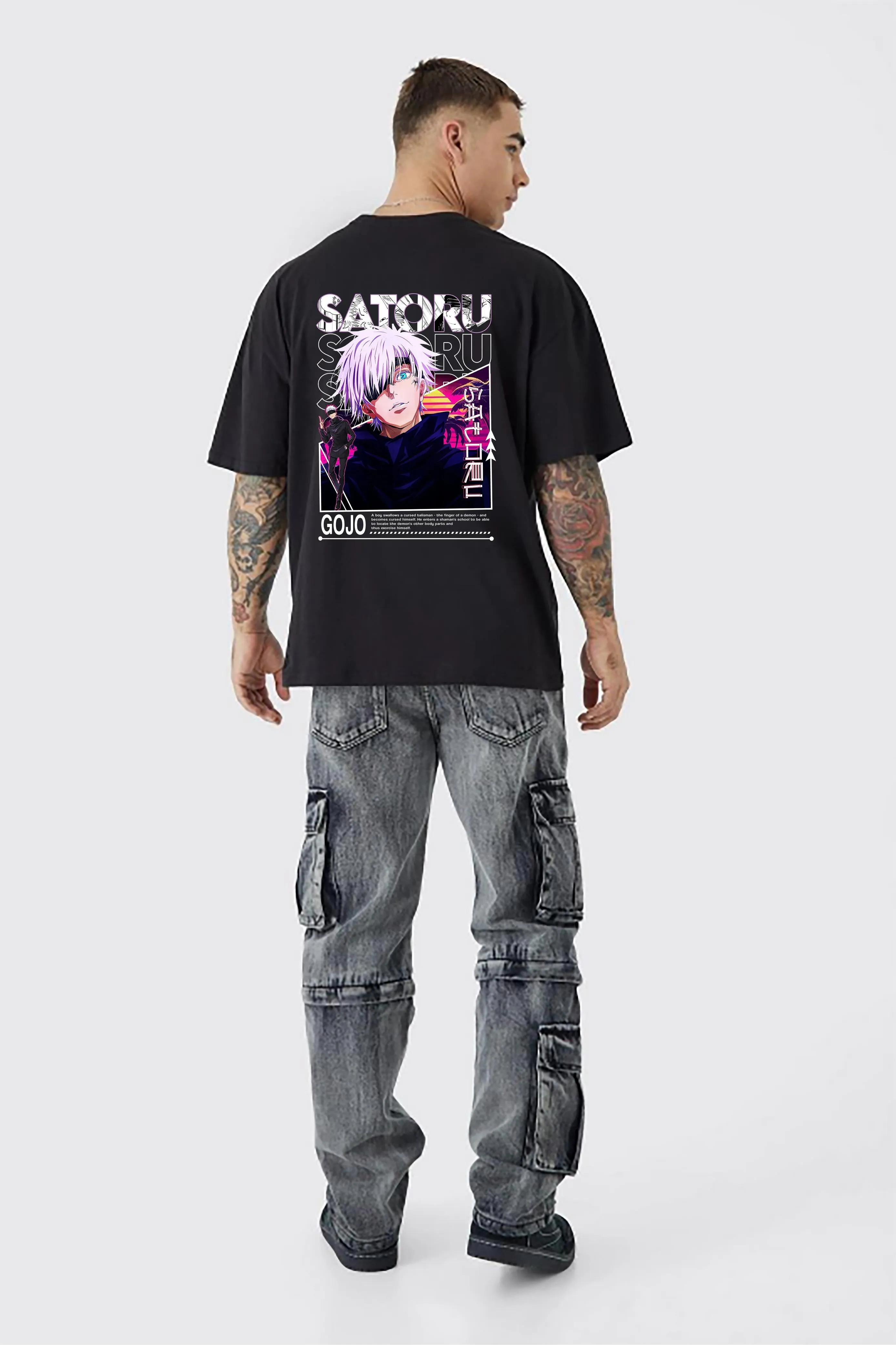 KART BLACK Men's & Women's Anime Over Sized  Printed T-Shirts T-Shirts | (MT - ANIME - SATURO ONE EYE)