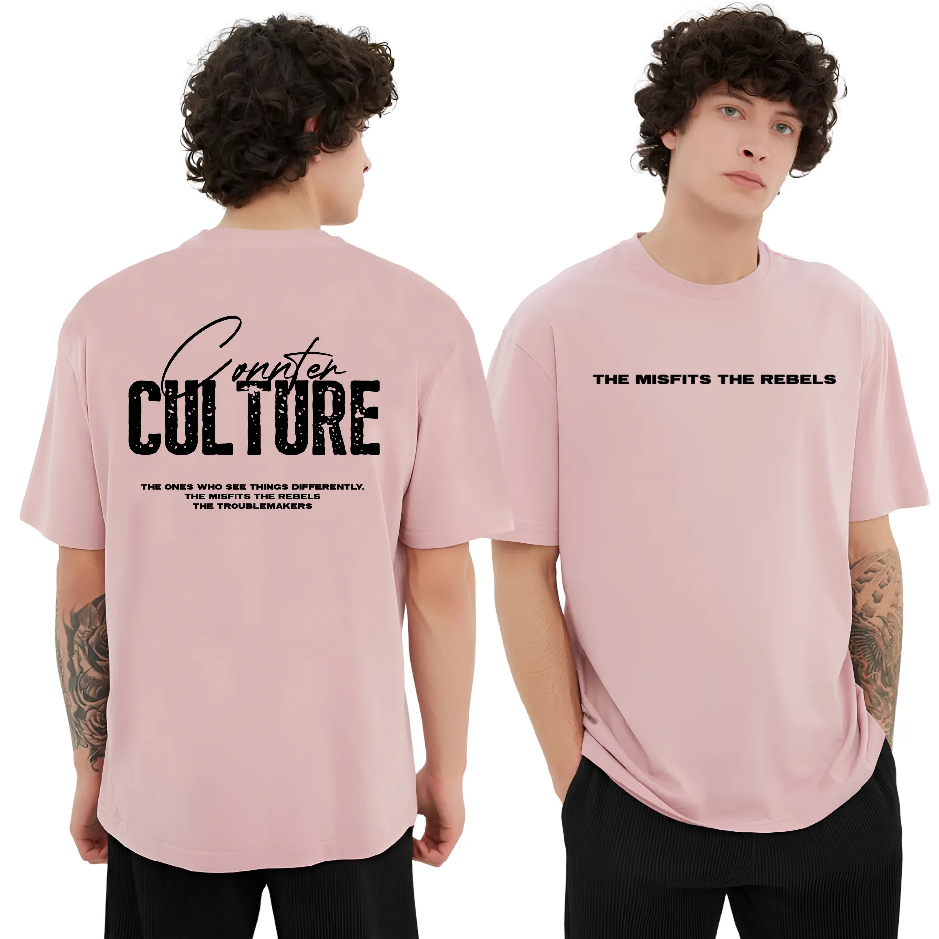 KART BLACK Men's Oversized Culture Printed T-Shirts