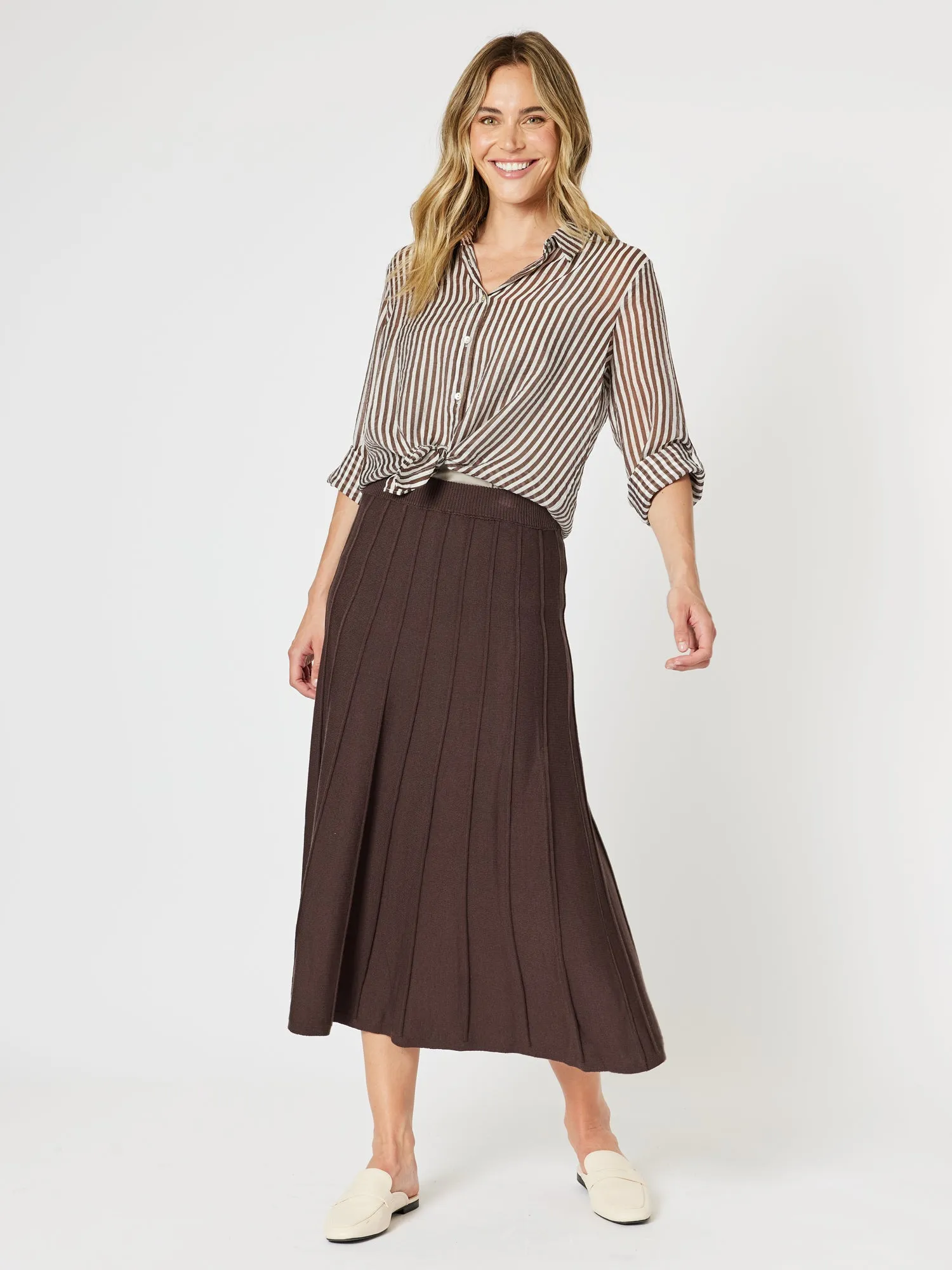 Kate Long Knit Skirt - Chocolate