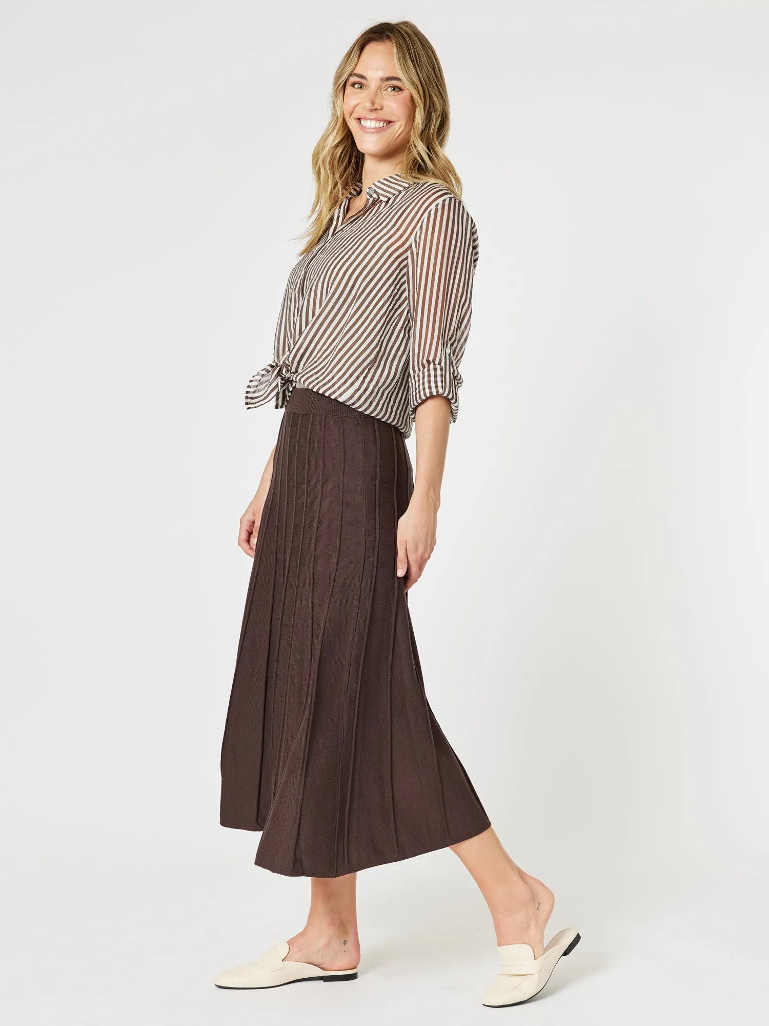Kate Long Knit Skirt - Chocolate