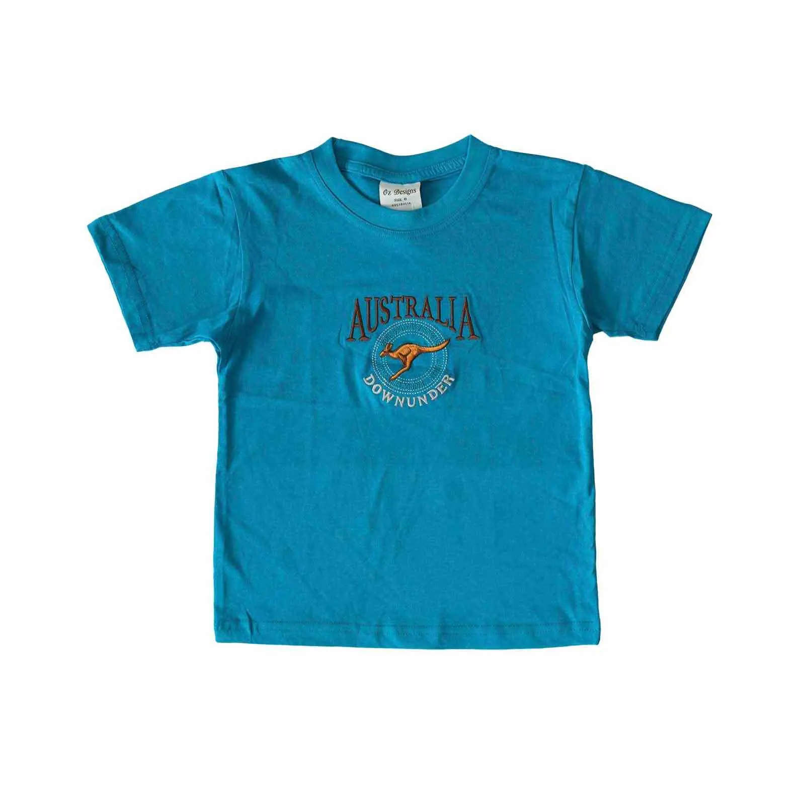 Kids T-Shirts Kangaroo in Circle Teal 12