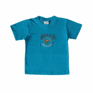 Kids T-Shirts Kangaroo in Circle Teal 12