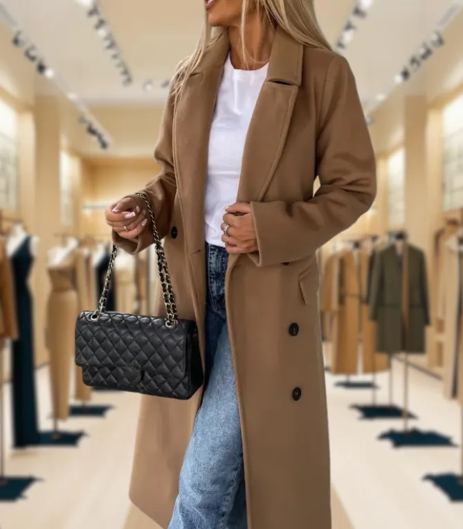 Kim™ | Elegant Double-Breasted Wool Coat
