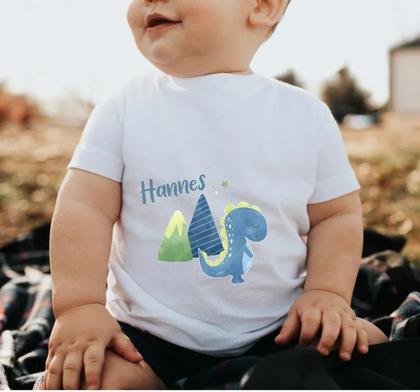 Kinder T-Shirt Dinosaurier personalisiert mit Name Junge
