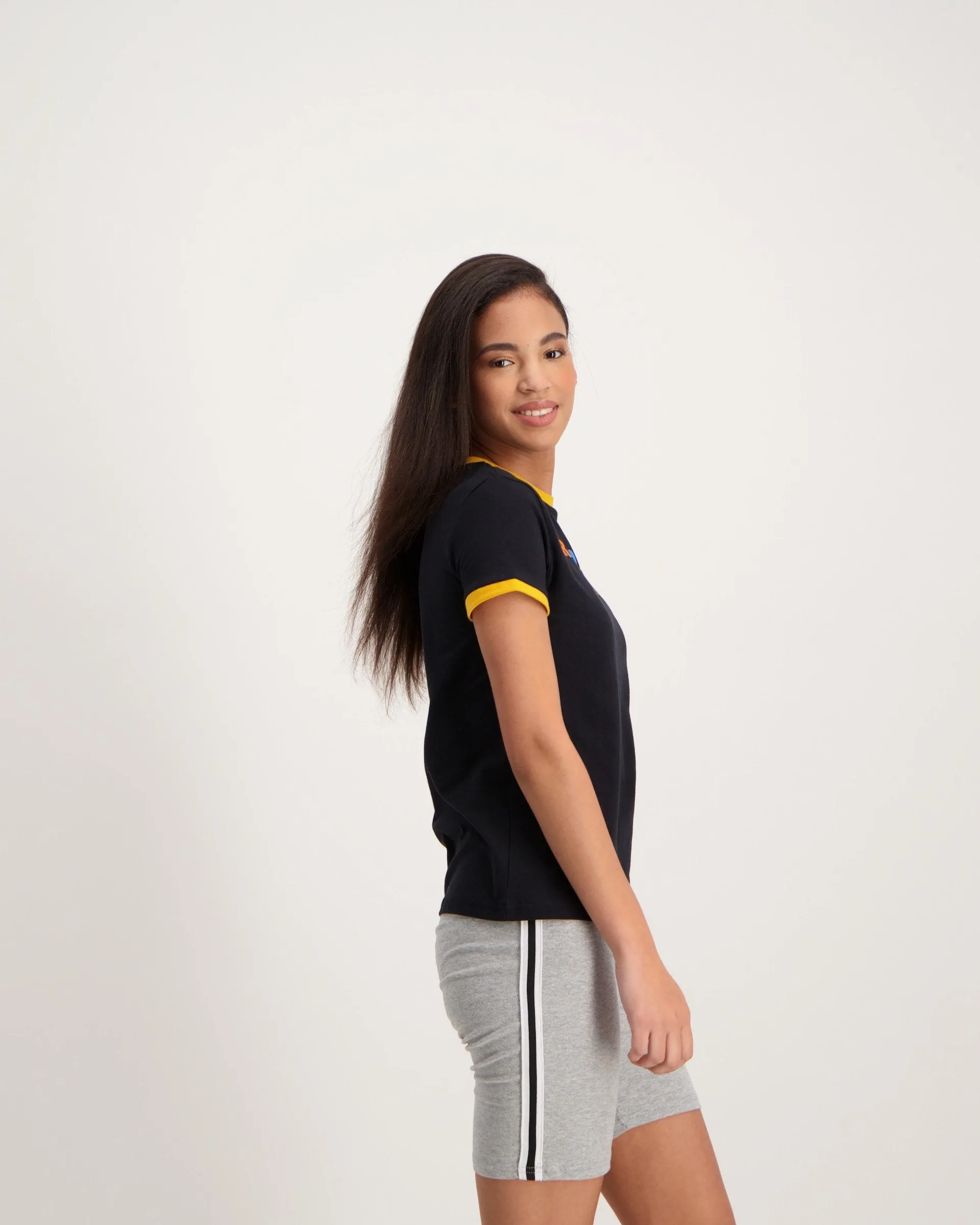Ladies Brooklyn Ringer Tee-Black