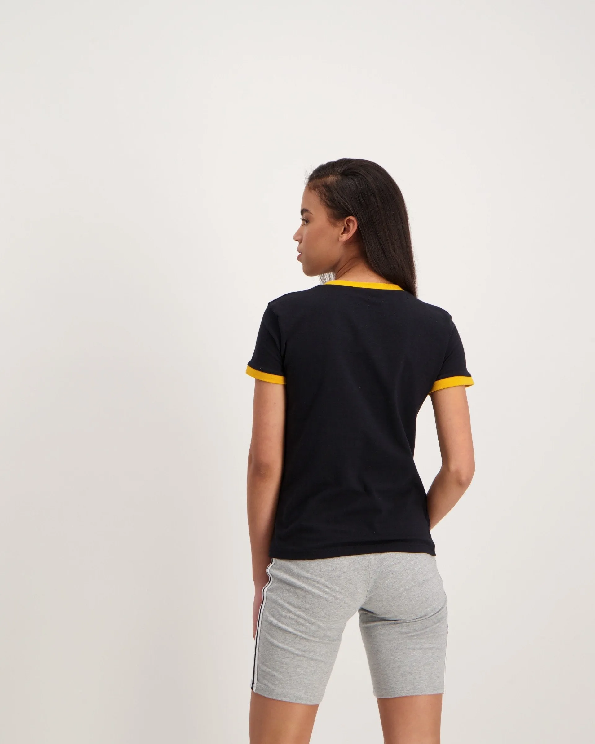 Ladies Brooklyn Ringer Tee-Black
