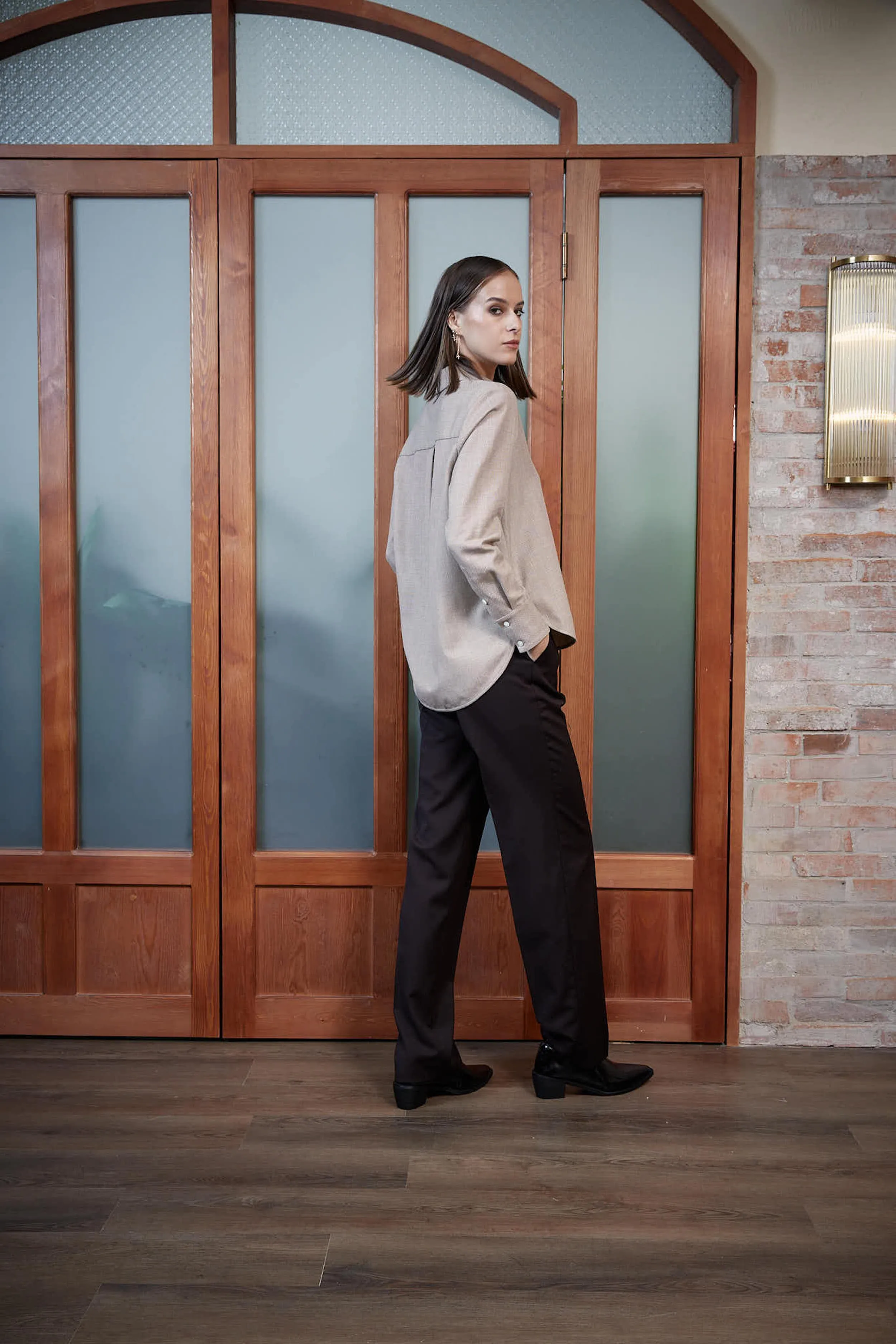 Lamego Blouse - Oversized blouse in beige jacquard